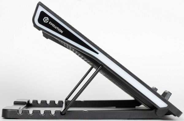 Подставка Evolution LCS-09 RGB для ноутбука до 17 дюймов, с активным охлаждением и красочной подсветкой